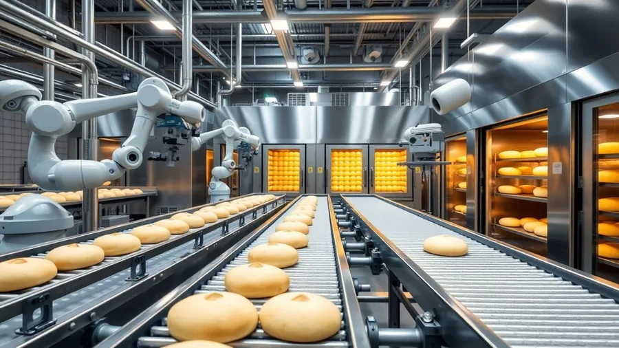 Moderne Maschinen in einer Großbäckerei
