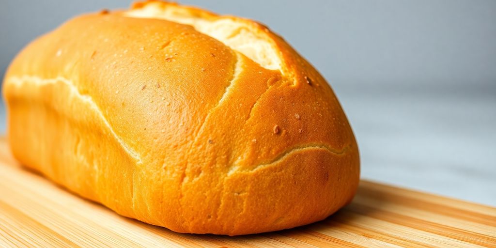 Frisch gebackenes japanisches Milchbrot auf rustikalem Brett.